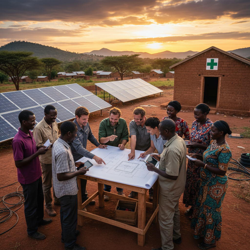 Healthcare workers, engineers, and partners collaborating in the field