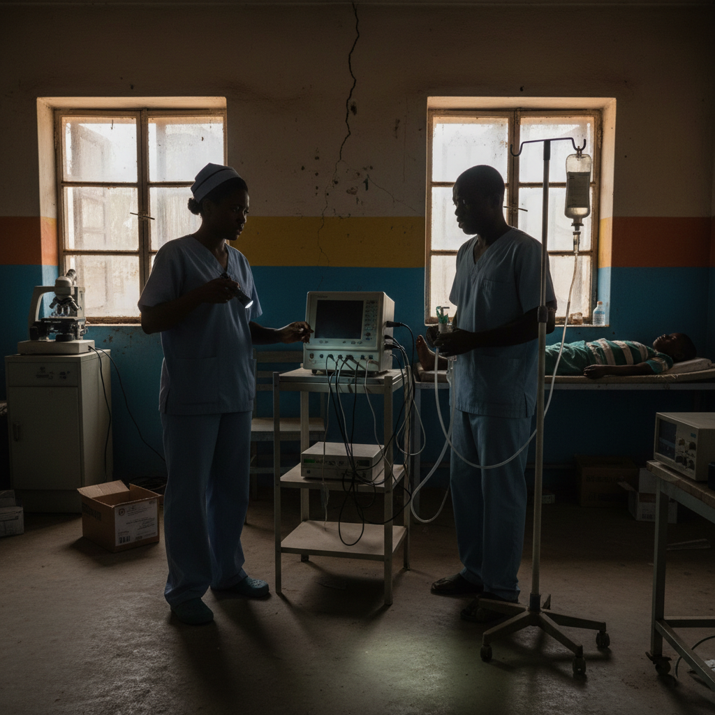 Healthcare clinic affected by power outage with medical equipment